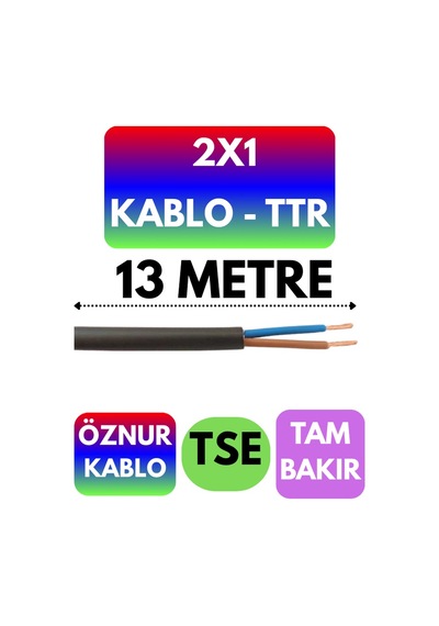 Öznur 2x1 Ttr Kablo Siyah Metre Seçenekli - 13 Metre