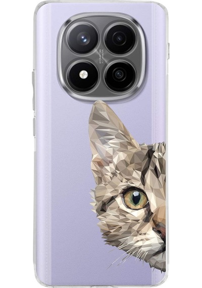 Xiaomi Redmi Note 14 Pro Plus İle Uyumlu Catface Baskılı Kamera Korumalı Şeffaf Kılıf Şeffaf