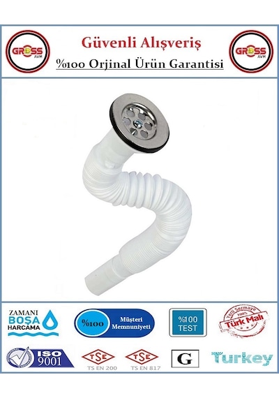 Lavabo Gider Sifonu Körüklü Beyaz