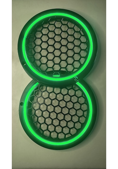 Hoparlör Kapağı 16 Cm Ledli 2'li Takım - Yeşil