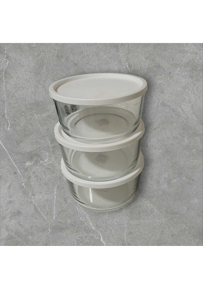 Feyzade Round Saklama Kabı 1490 Cc X 3 Adet Beyaz Kapaklı Karışık