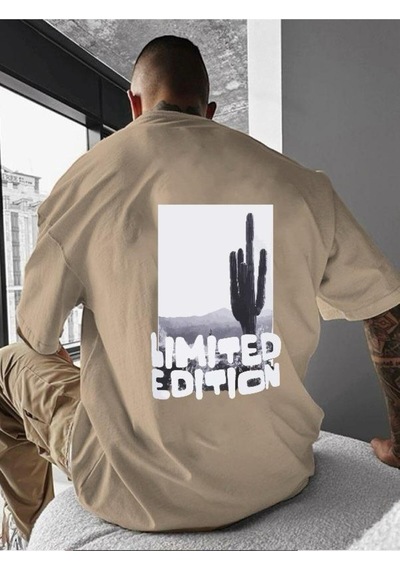 Lımıted Edıtıon Baskılı Oversize Tişört Bej