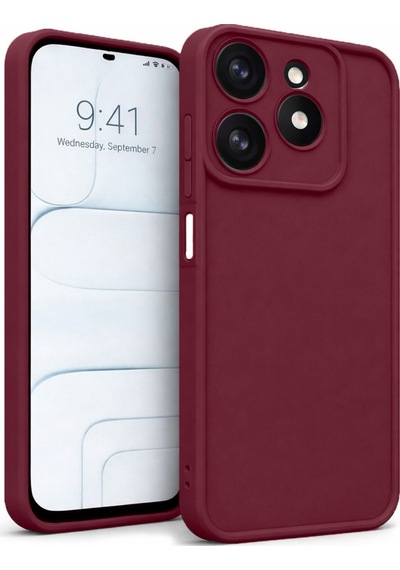 Tecno Spark10pro-4g Uyumlu Kamera Çıkıntılı Mat Silikon Telefon Kılıfı Bordo
