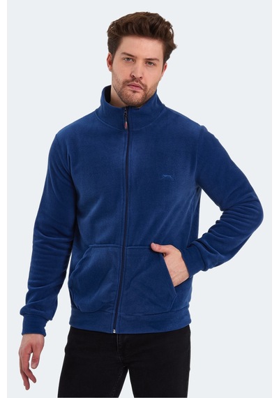 Slazenger Sansa 2 Li Set Erkek Fermuarlı Dik Yaka Cepli İndigo - Koyu Gri Polar İndigo - Koyu Gri