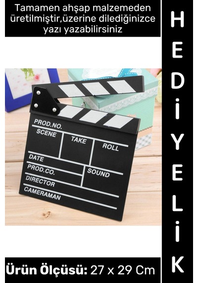 Sinema Dekoratif Çalışma Odası Ev Ofis Hediyelik Süs Eşya Nostaljik Retro Yazı Yazılabilir Ahşap Şı 86855068