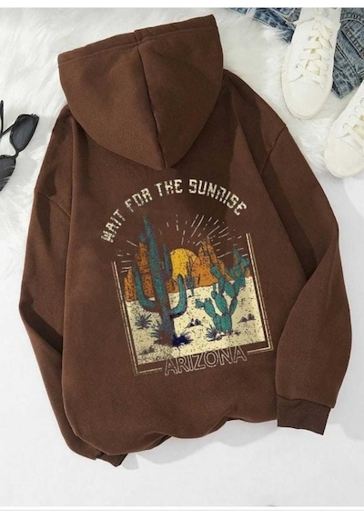 Kozia Outdoors Malkoçbey Baskılı Oversize Unisex Sweatşirt Kahve Kahve