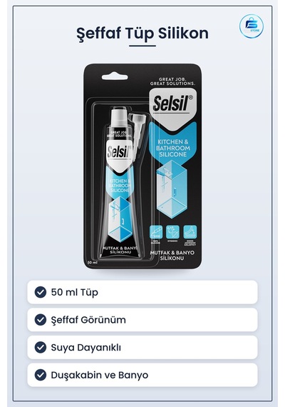 Şeffaf Tüp Silikon 50 Ml Mutfak Ve Banyo Duşakabin Sızdırmazlık D