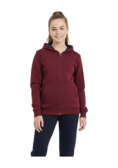 Bordo Fermuarlı Kapüşonlu Cepli Kız Erkek Sweatshirt Bgl-st04999 Bordo