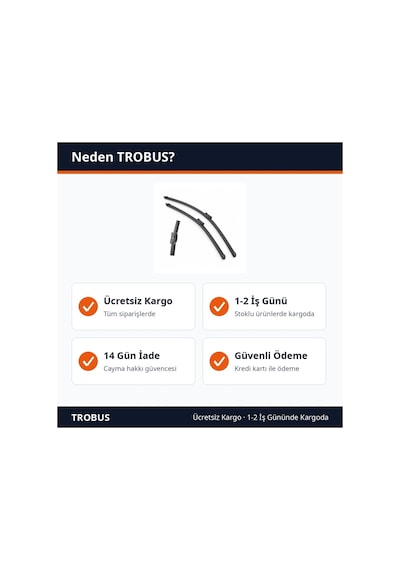 Trobus Audi A1 2011 Ve Sonrası Uyumlu Ön Silecek Süpürge Takımı 24-16 İnç