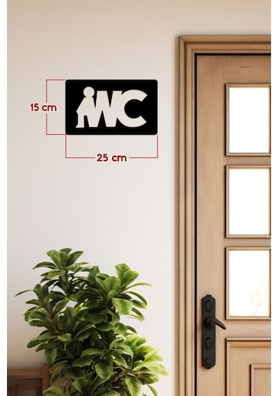 Wc Tasarımlı Ahşap Duvar Yazısı - Yönlendirme Levhası - Ahşap Wc Tabela Ahşap Siyah