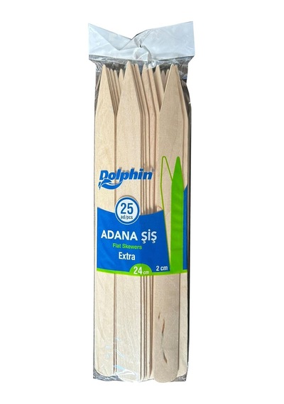 Dolphin Bambum Ahşap Adana Çöp Şiş 25'li 24 CM