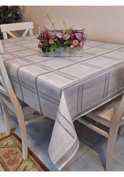 Elyaflı Pvc Masa Örtüsü Modern, Dayanıklı, Silinebilir Ve Şık Görünüm Mrl156 Gri