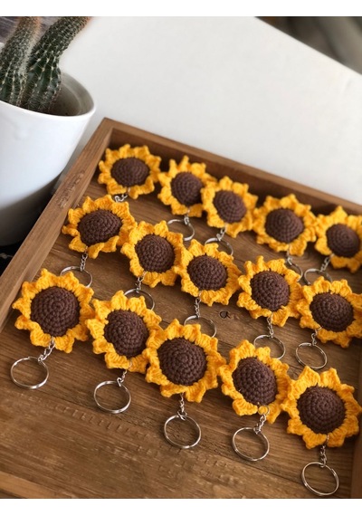 Amigurumi Ayçiçeği Anahtarlık