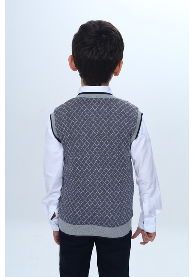 Toontoy Kids Toontoy Erkek Çocuk Regular Fit V Yaka Kare Desenli Okul Süveter - Garni & 2 İplik Antrasit Toontoy Kids Toontoy Erkek Çocuk Regular Fit V Yaka Kare Desenli Okul Süveter - Garni & 2 İplik Antrasit
