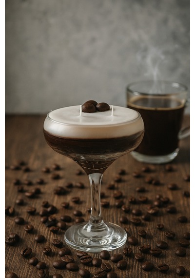 Kahveli Mum Martini Bardağında Kahveli Martini