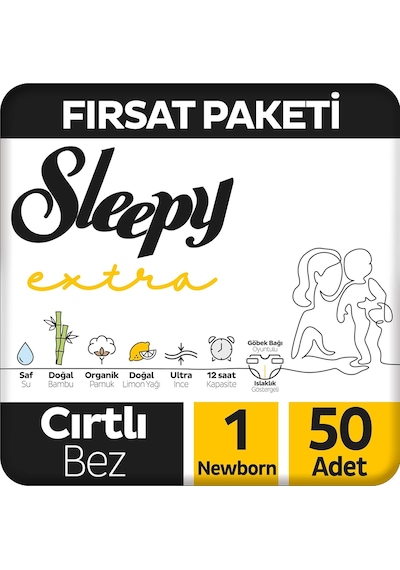 Sleepy Extra Günlük Aktivite Fırsat Paketi Bebek Bezi 1 Numara Newborn 50 Adet Diğer