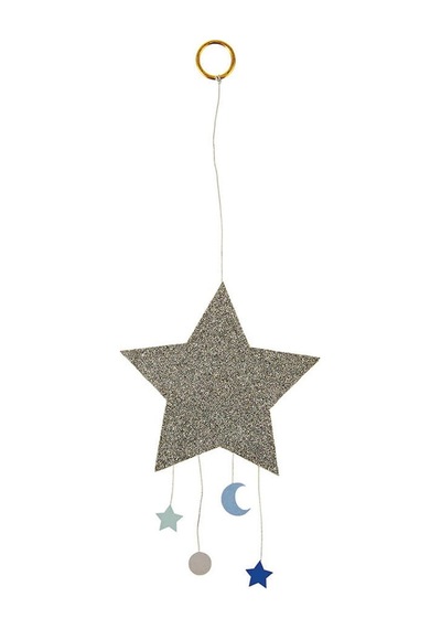 Meri Meri - Baby Star Mobile Card - Ay & Yıldız Tebrik Kartı - Mavi