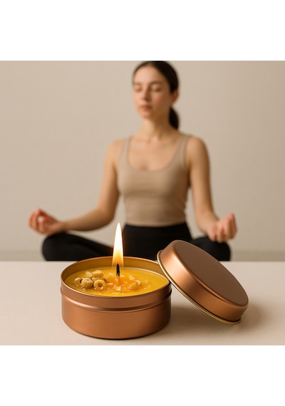 Papatya Kokulu Meditasyon Mumu Doğal Soya Mum Sarı
