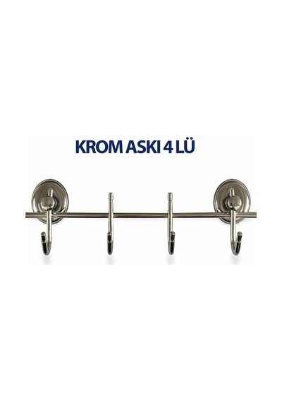 Krom 4 Lü Duvar Askısı 24 Cm Banyo Mutfak Elbise Havlu Askılığı Gümüş