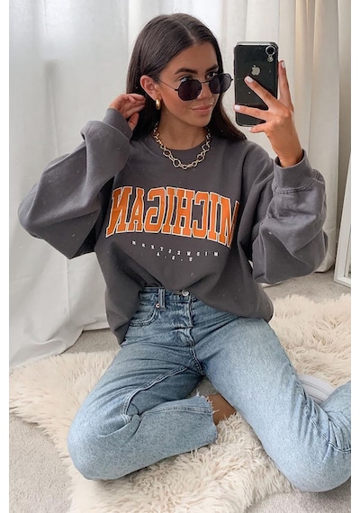 Madmext Mad Girls Antrasit Sweatshirt Mg785 Antrasit