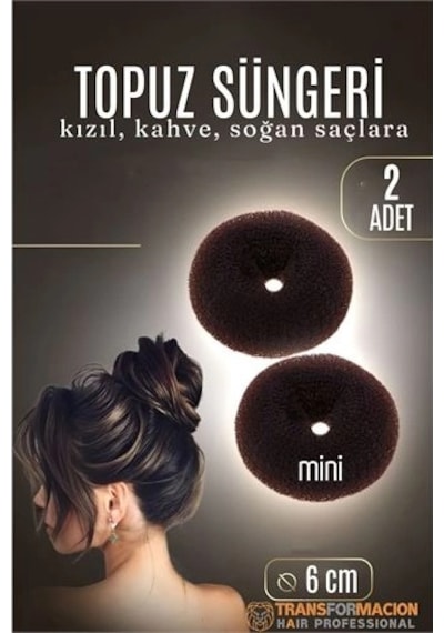 Mey İthalat Kahve Mini Saç Topuz Süngeri 2 Adet 6 Cm Çap 2.5 Cm Kalınlık 721881
