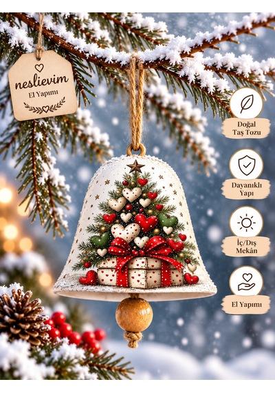 4 Tane Özel Seri El Yapımı Noel Çanları 2 7 CM