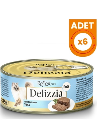 Reflex Plus Delizzia Kıyılmış Ton Balıklı Yetişkin Konserve Kedi Maması 85 Gr 6 Adet