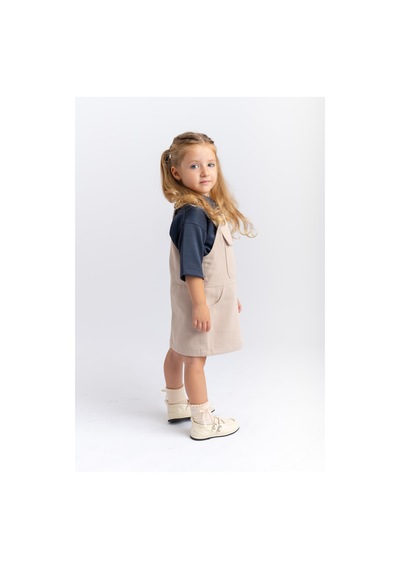Oliventhekid Gabardin Jile Kız Çocuk Elbise Bej Bej
