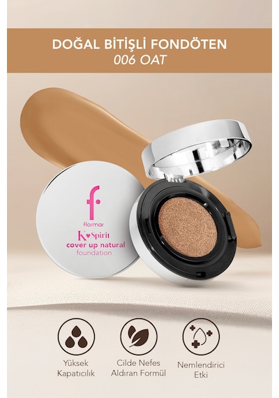 Flormar K-Spirit Cover Up Yüksek Kapatıcı & Uzun Süre Kalıcı Doğal Bitişli Fondöten 006 Oat