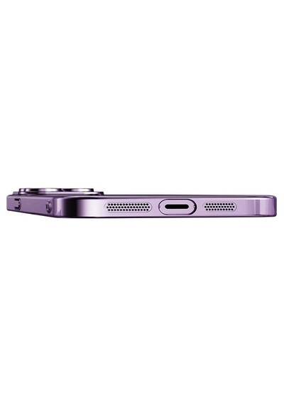 Apple Uyumlu iPhone 14 Pro Max Kılıf Sert Pc Renkli Çerçeveli Zore Riksos Kapak Derin Mor