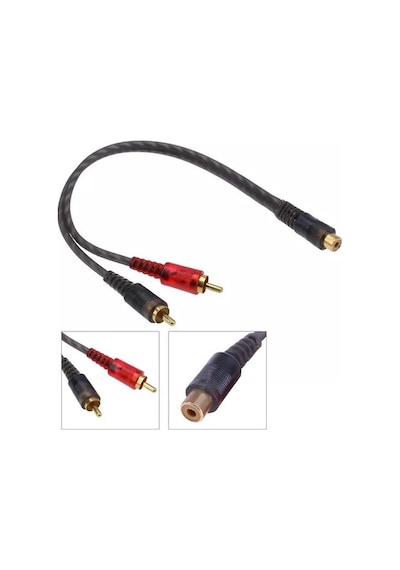 Oto Amfi Y Kablo 1 Dişi 2 Erkek Rca Kablo Slikonlu Anfi Kablo 1 Adet