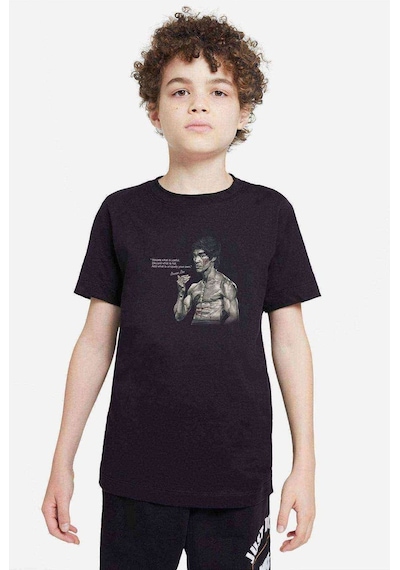 Tshirthane Bruce Lee Baskılı Unisex Çocuk Siyah T-Shirt