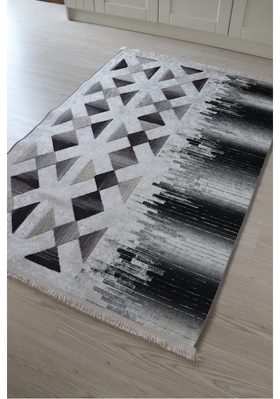 Gri Kilim Dekoratif Salon Halısı Makinada Yıkanabilir Mutfak Halı