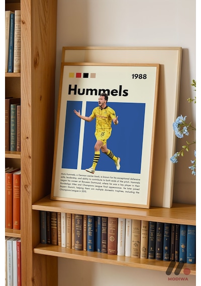 Hummels Futbol Posteri, Ahşap Çerçeveli Duvar Tablosu - Spor Severlere Hediye