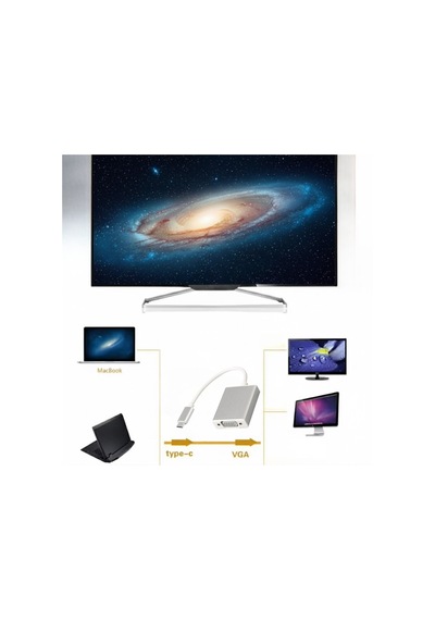 Type-c 3.1 - Vga Adaptör Dönüştürücü 1080p Monitör, Tv, Projeksiyon Uyumlu
