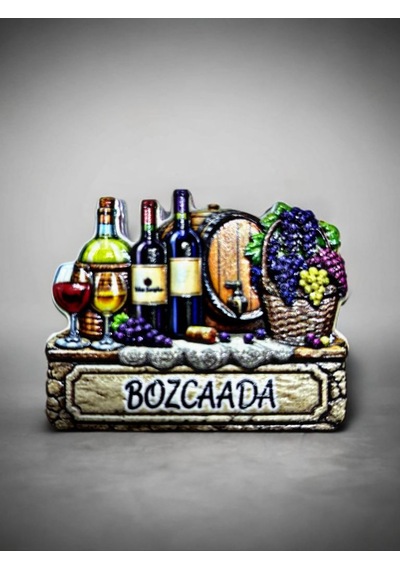 Bozcaada Polyester Kabartmalı Magnet 6,5 Cm X 5,5 Cm Dekoratif Hediyelik Buzdolabı Süsü Kod:1830