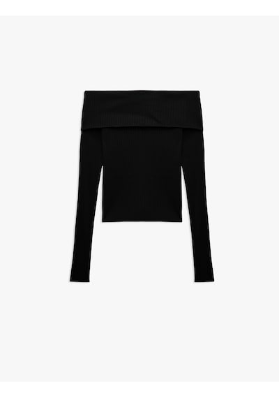 Koton Madonna Yaka Uzun Kollu Slim Fit Triko Kazak Siyah 6wal90019ht
