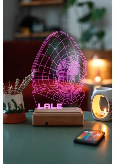 Kişiye Özel 3D Iskelet Kuru Kafa Masaüstü Led Lamba