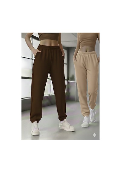Stil X Kadın Eşofman Altı, Pastel Renkler, İkili Takım Çok Renkli-kahve-bej