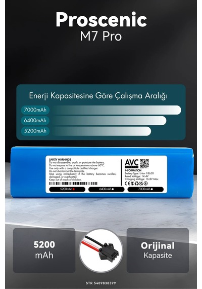 Proscenic M7 Pro 5200mah Robot Süpürge Bataryası G.g