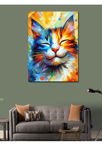 Kanvas Tablo Enerjik Kedi Portresi 70cmx100cm