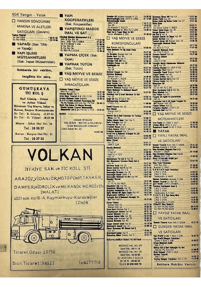 İzmir 1982-1983 Meslek Reklam İlanı Efemera S603