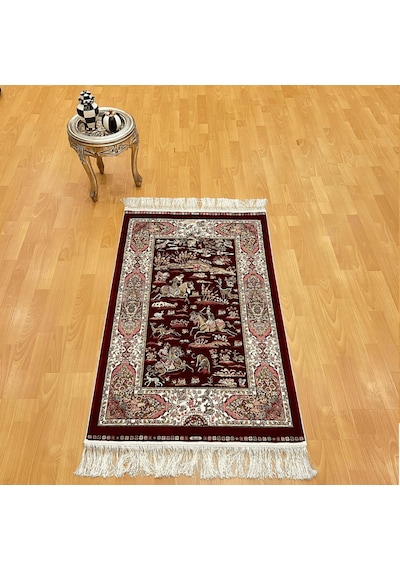 Şehname Motifli 200 X 300 Cm İpek Halı 406-bordo