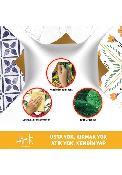 Tink Kendinden Yapışkanlı Fayans Çıkartması, Zemin Duvar Kaplama, Yapışkanlı Fayans Kaplama Pvc Karo Portakal Diğer