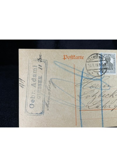 Antiye Almanya Reich Dönemine Ait 1910 Yılında Postadan Geçmiş Posta Kartı Damgalı Kendinden Pullu 7 1/2 Pfennig Ve 2 1/2 Pullu Germania Deutsches Reich