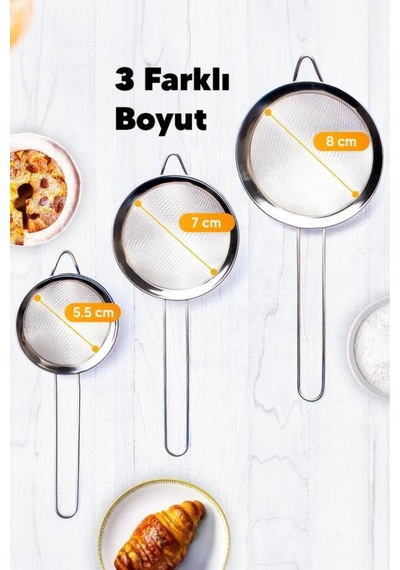 3 Boy Çay Süzgeci Çelik Diğer