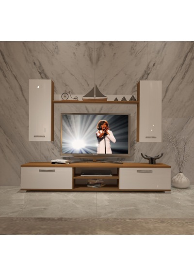 Decoraktiv Eko 7 Mdf Dvd Tv Ünitesi Tv Sehpası - Ceviz Beyaz Ahşap - Beyaz
