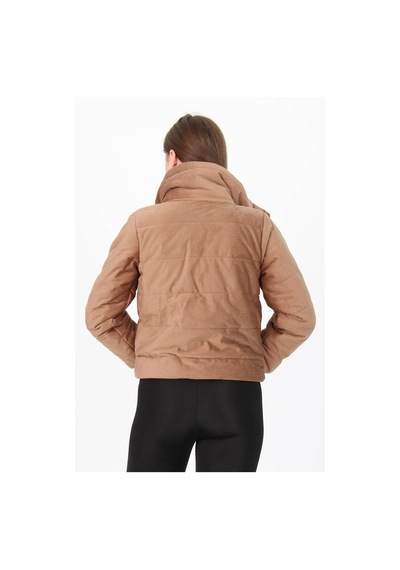 Dip Moda Kadın Yüksek Yaka Cepli Kışlık Kadife Mont Dpnb7154 CAMEL