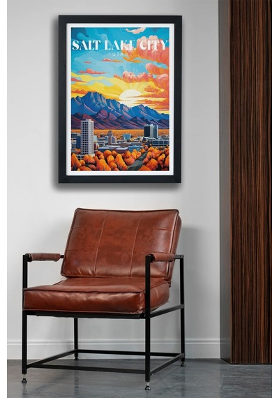 Salt Lake City Utah Poster Tablo Siyah
