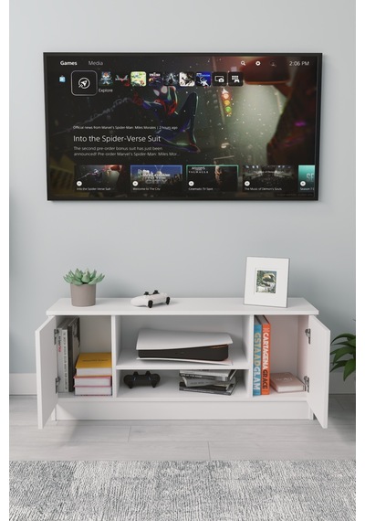 Fonksiyonel Tv Ünitesi Modern Tasarımlı Şık Ve Kullanışlı Televizyon Rafı Ve Depolama Alanı Beyaz Beyaz Fonksiyonel Tv Ünitesi Modern Tasarımlı Şık Ve Kullanışlı Televizyon Rafı Ve Depolama Alanı Beyaz Beyaz